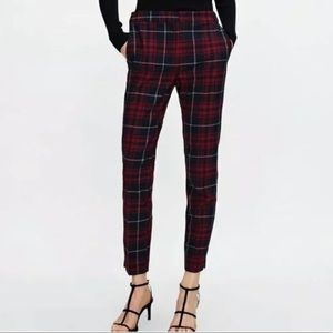 ZARA CHECKERED JOGGING PANTS RED 1608/233